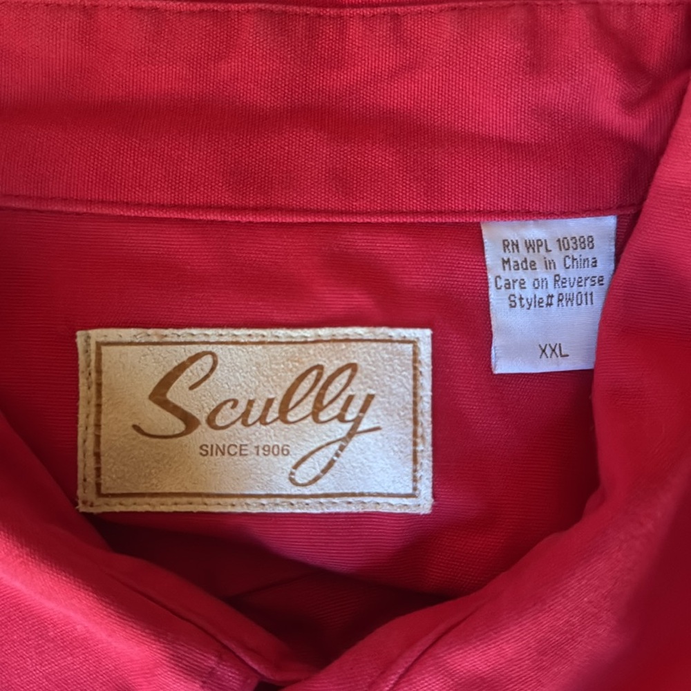 Scully NWOT Classic Bib Western Calvary Red Heavy Duty Cotton Button up sz XXL! - Picture 11 of 13